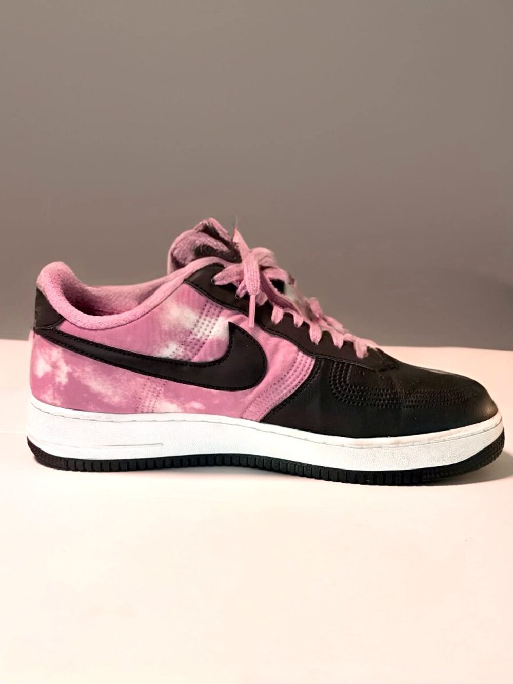 Nike By You Air Force 1 Custom Pink Cloud Black Sneakers Men's 11 Women's 13